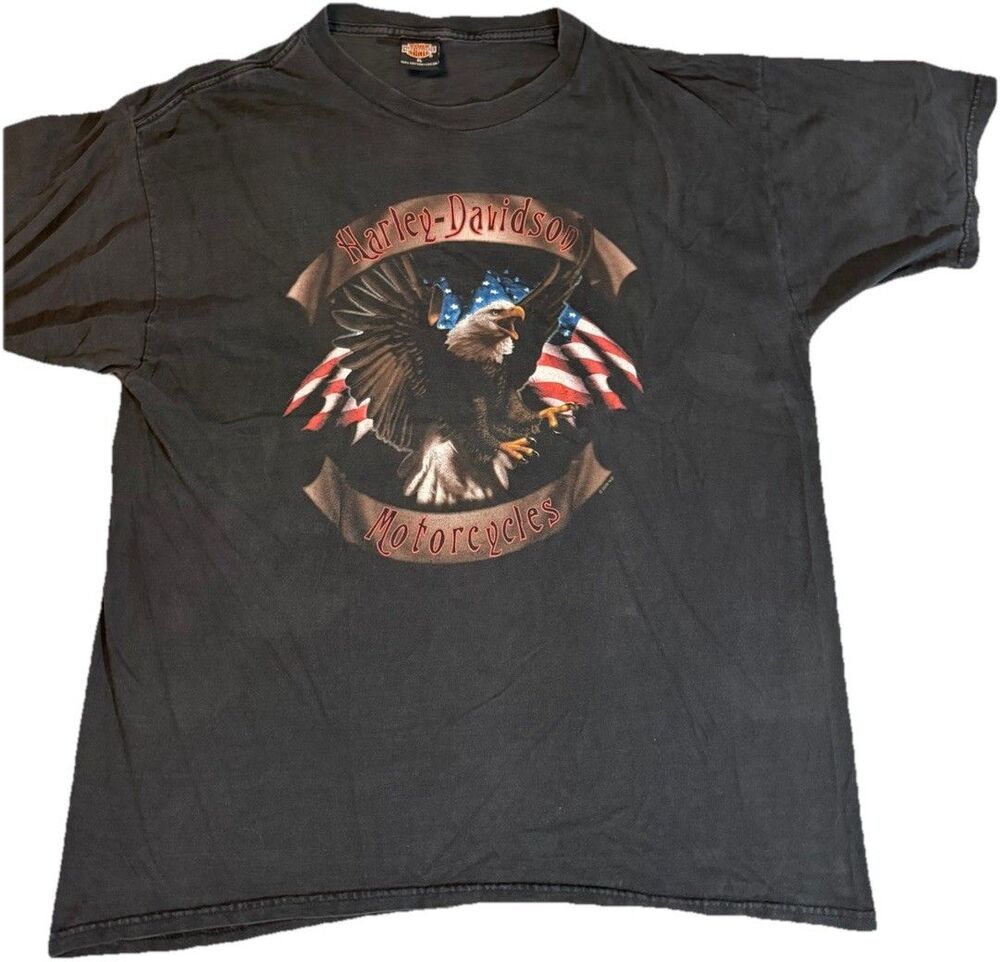 Vintage 2000 Harley Davidson T Shirt Mens XL Chi-Town Tinley Park IL Eagle USA